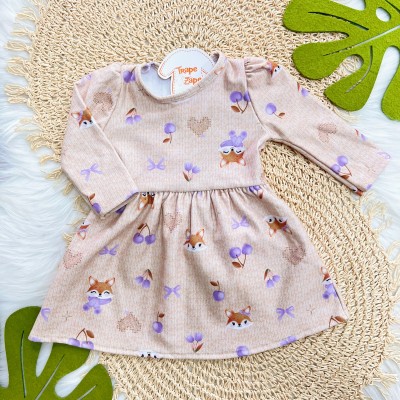 Vestido Raposinha e Frutinhas - Areia